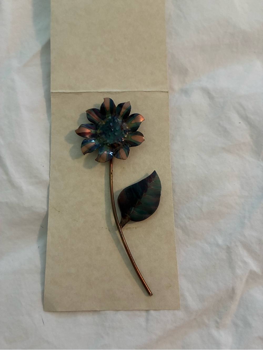 Iridescent Blue-Green Flower Brooch - Elegant Women’s Jewelry
